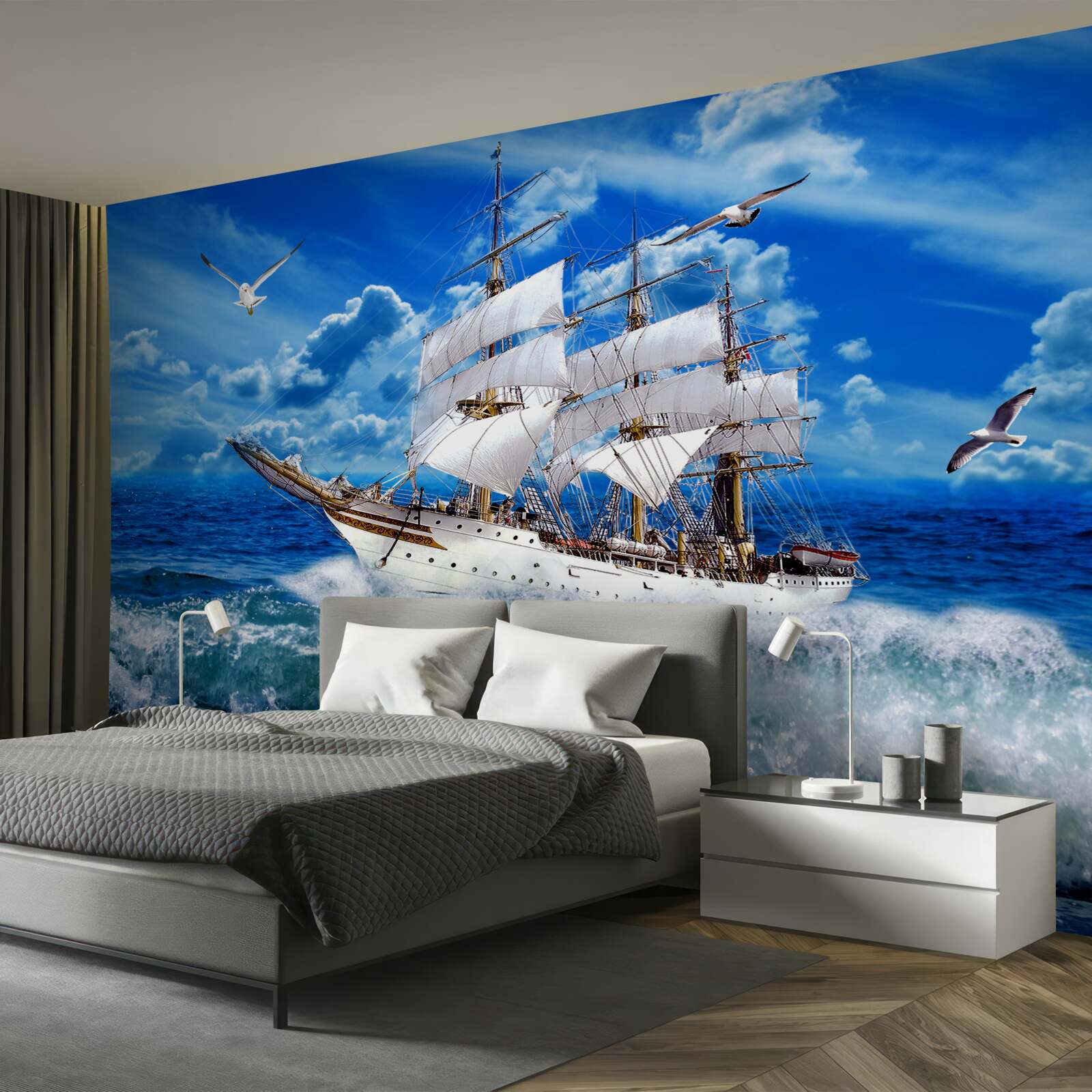 Fototapeten Das Schiff deckt den Sturm ab