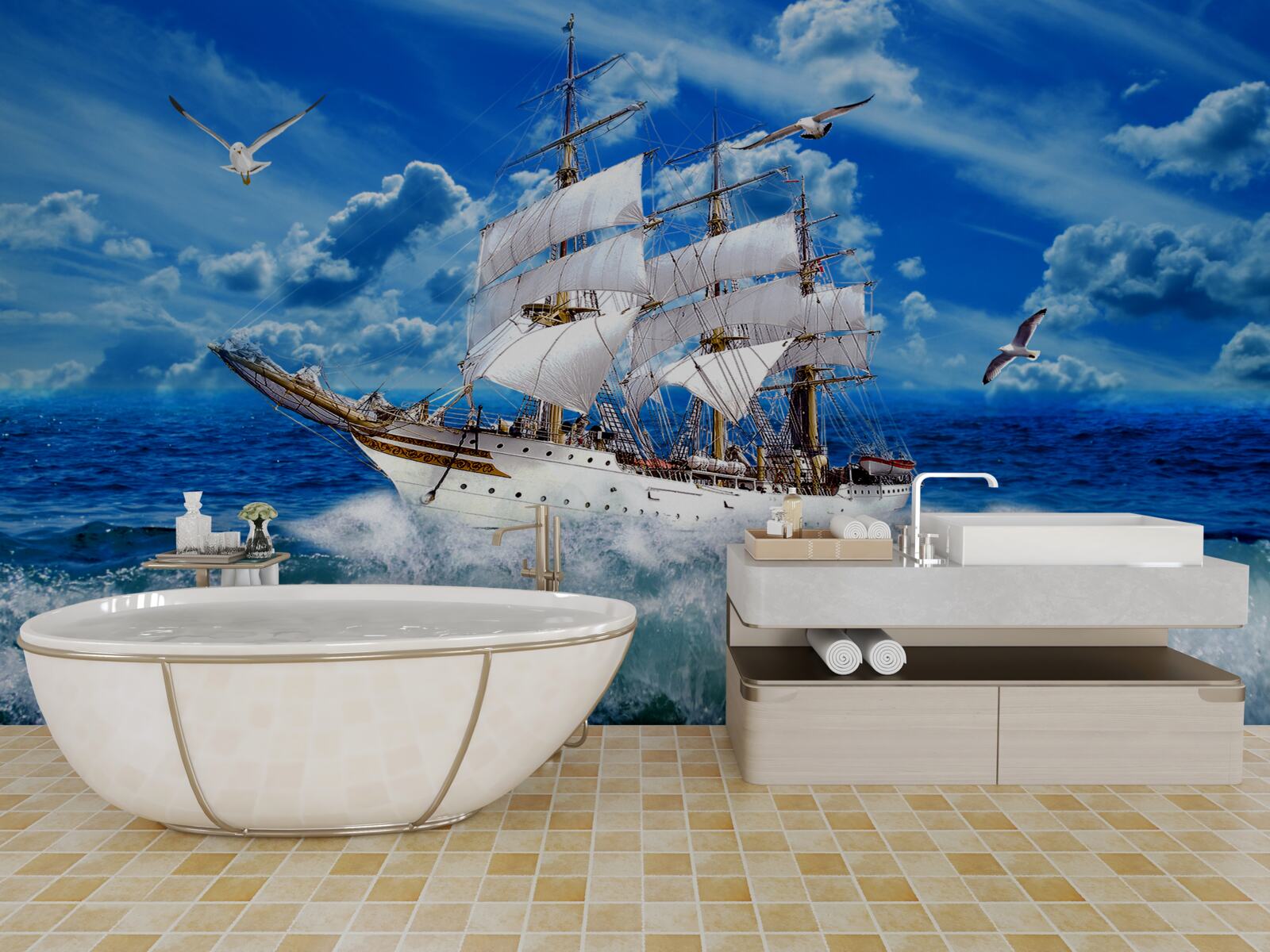 Fototapeten Das Schiff deckt den Sturm ab