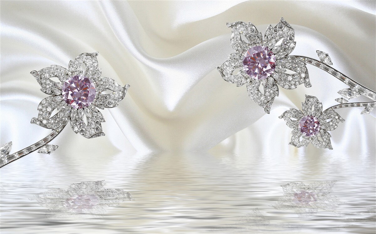 Fototapeten Silberschmuck in Form von Blumenformen