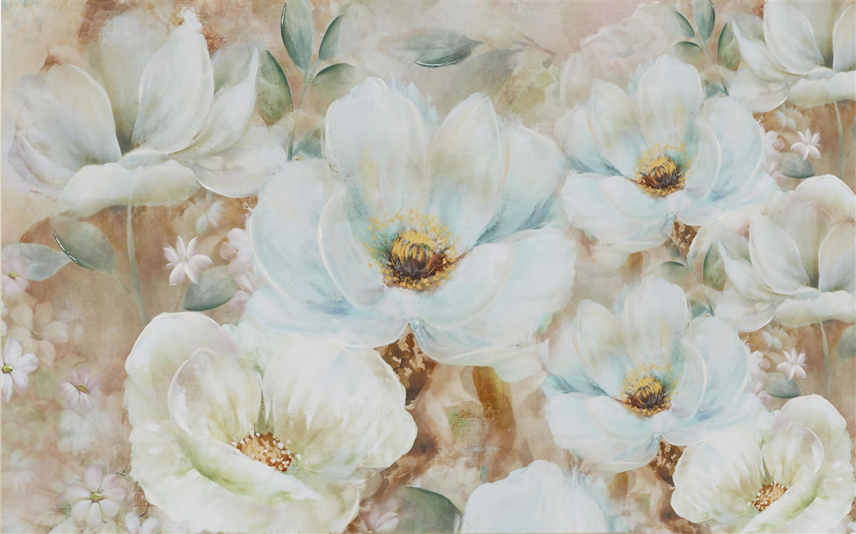 Fototapeten Aquarellbild von schneebedeckten Orchideen