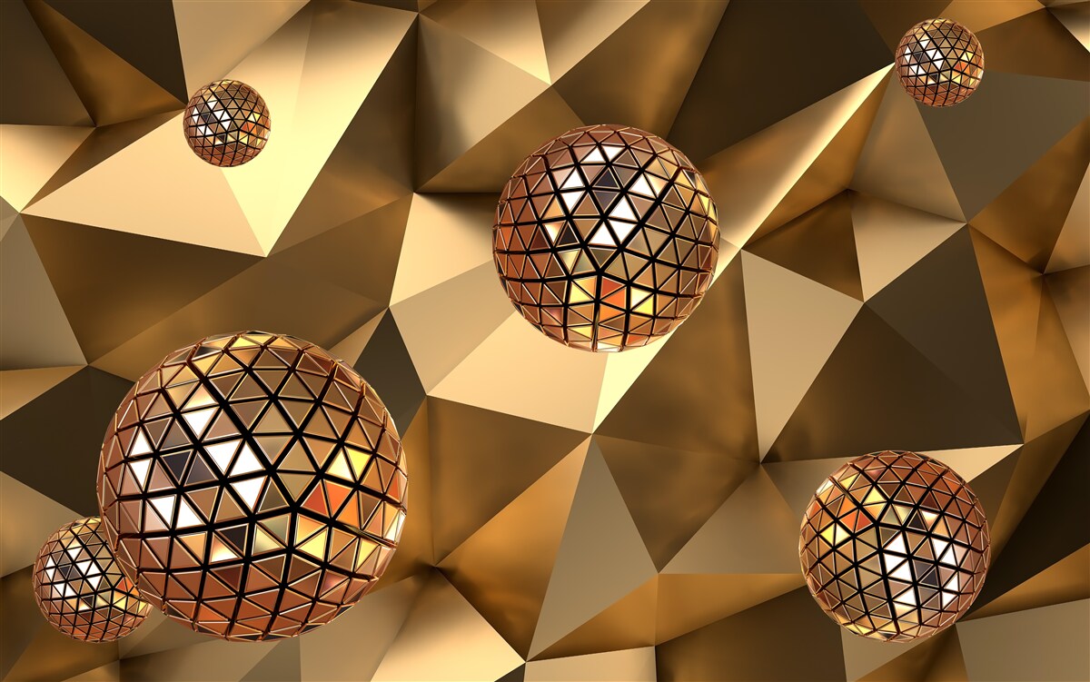 Fototapeten Schwebende 3D -Disco -Bälle