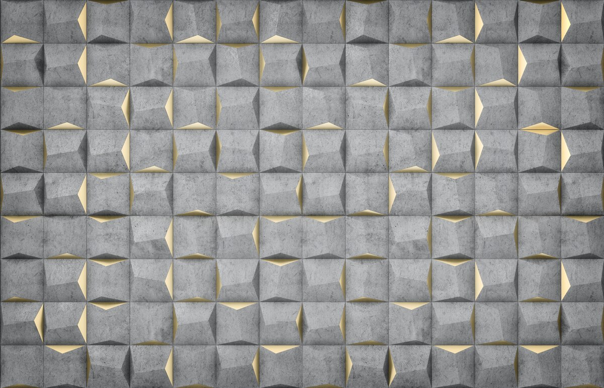 Fototapeten 3D -Rechtecke mit goldenen Elementen
