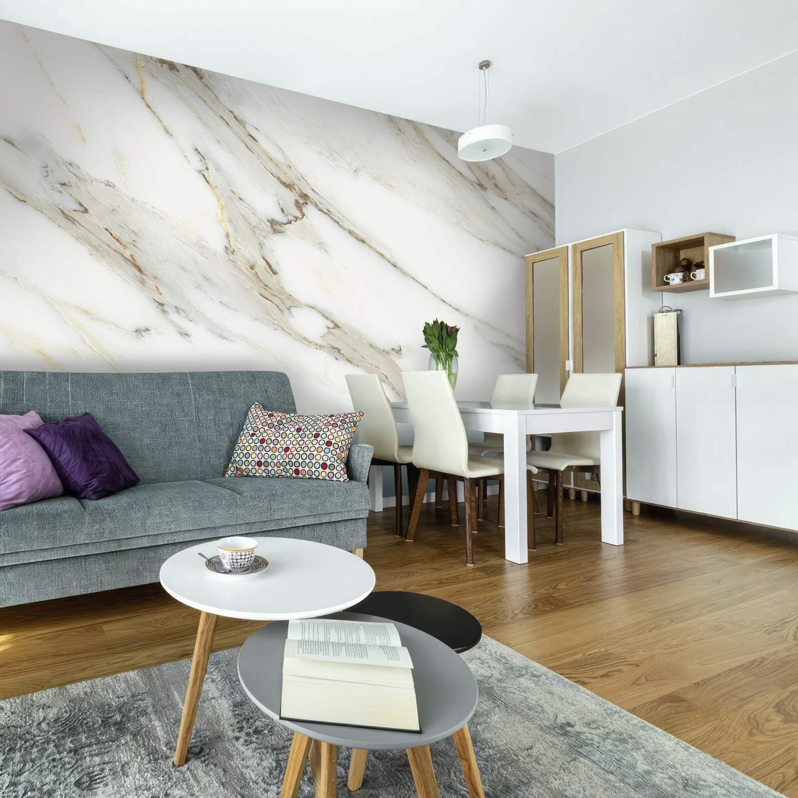 Fototapeten Gold und Silber mit Marmor