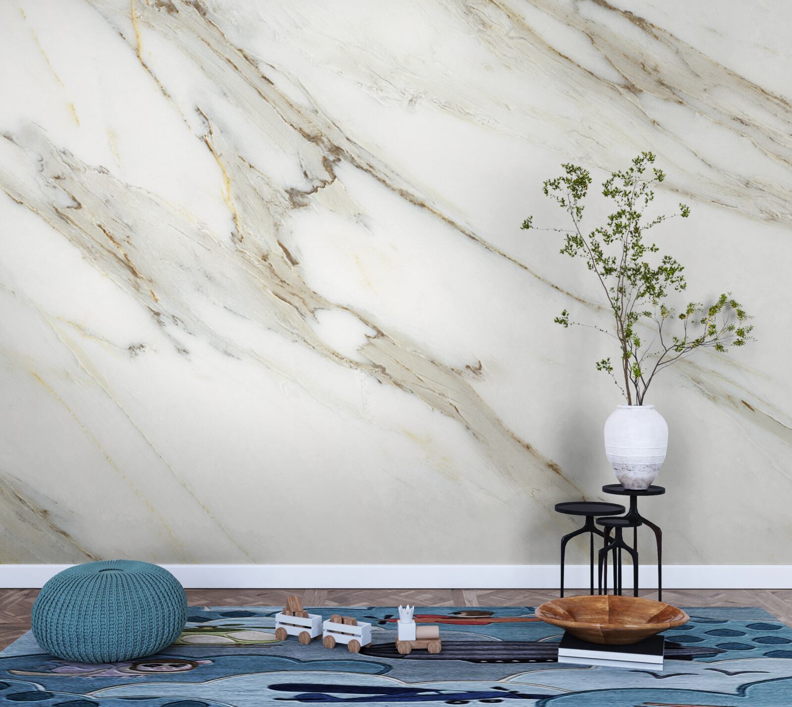 Fototapeten Gold und Silber mit Marmor