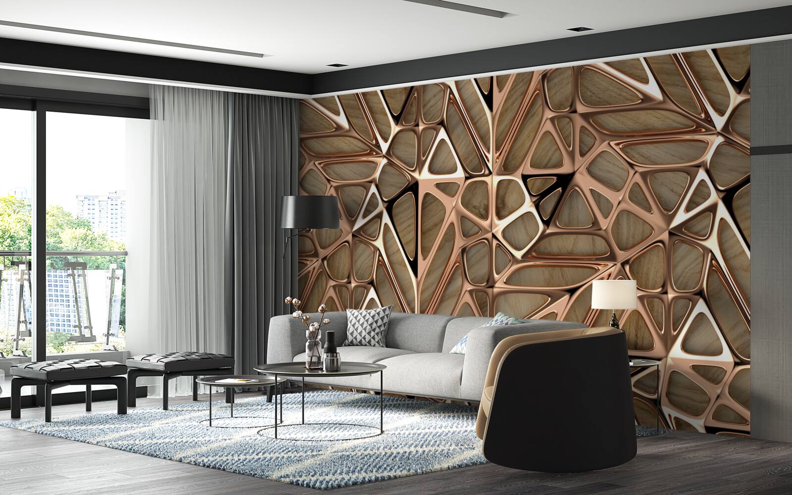 Fototapeten Holz- und Metallstruktur