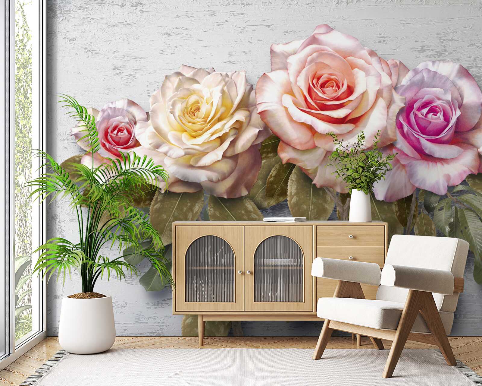 Fototapeten Ein Blumenstrauß wundervoller Rosen
