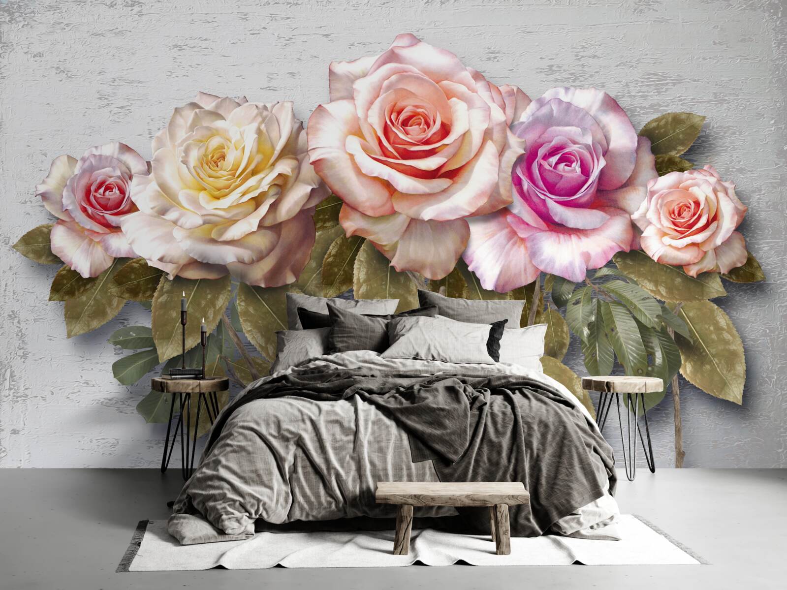 Fototapeten Ein Blumenstrauß wundervoller Rosen
