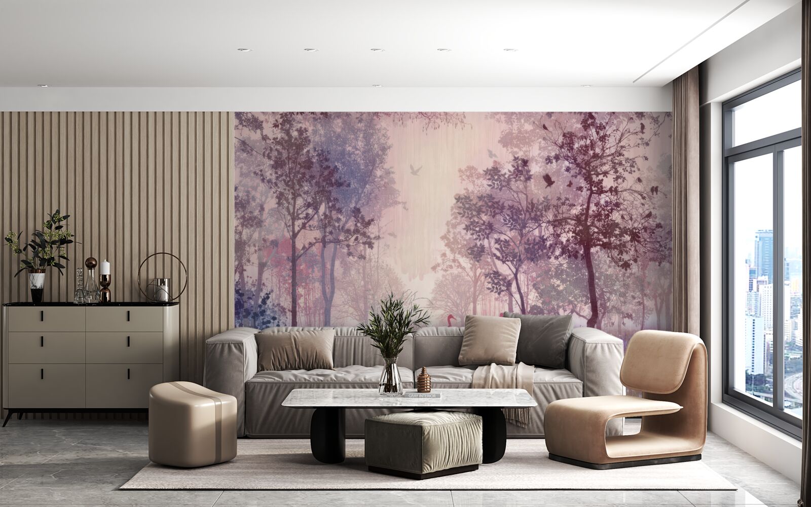 Fototapeten Aquarell Herbst Forest