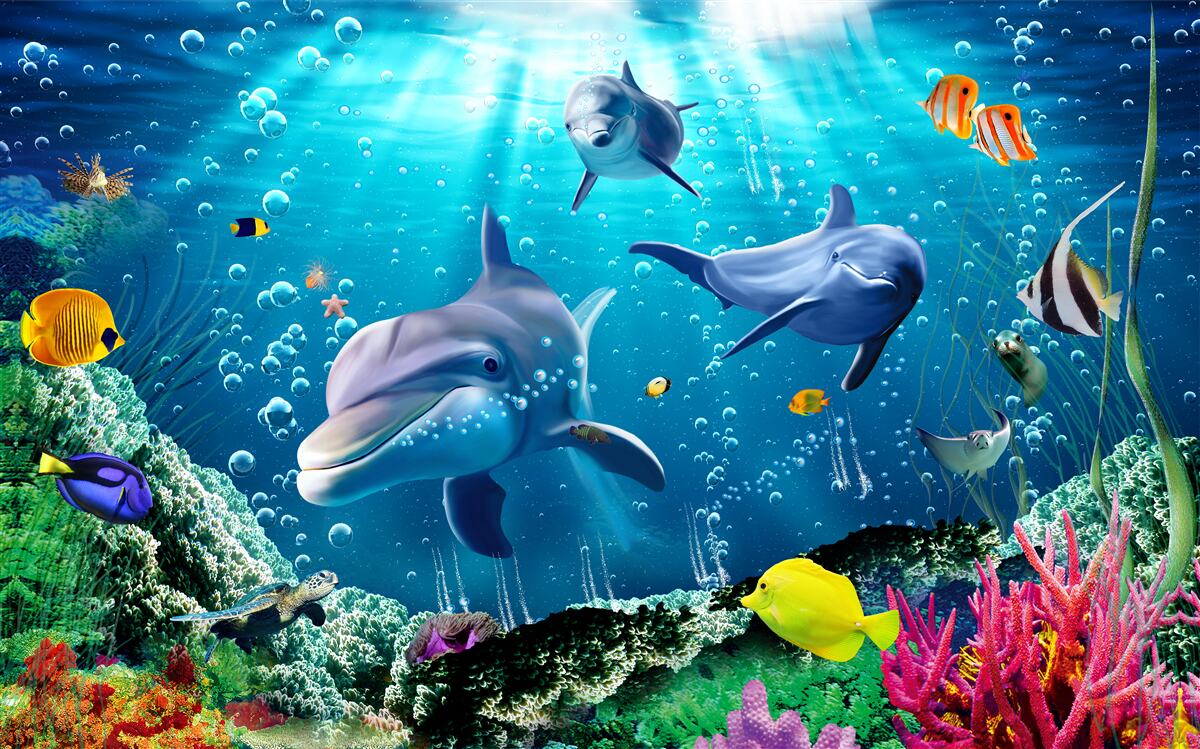 Fototapeten Unterwasserwelt mit ihren Bewohnern