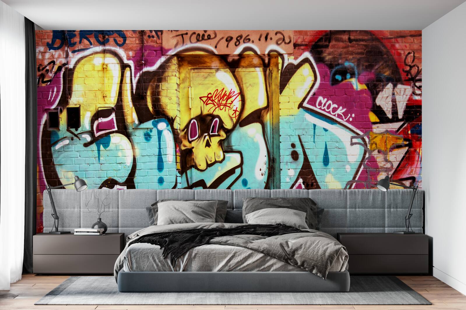 Fototapeten Graffiti mit einer hellen Inschrift
