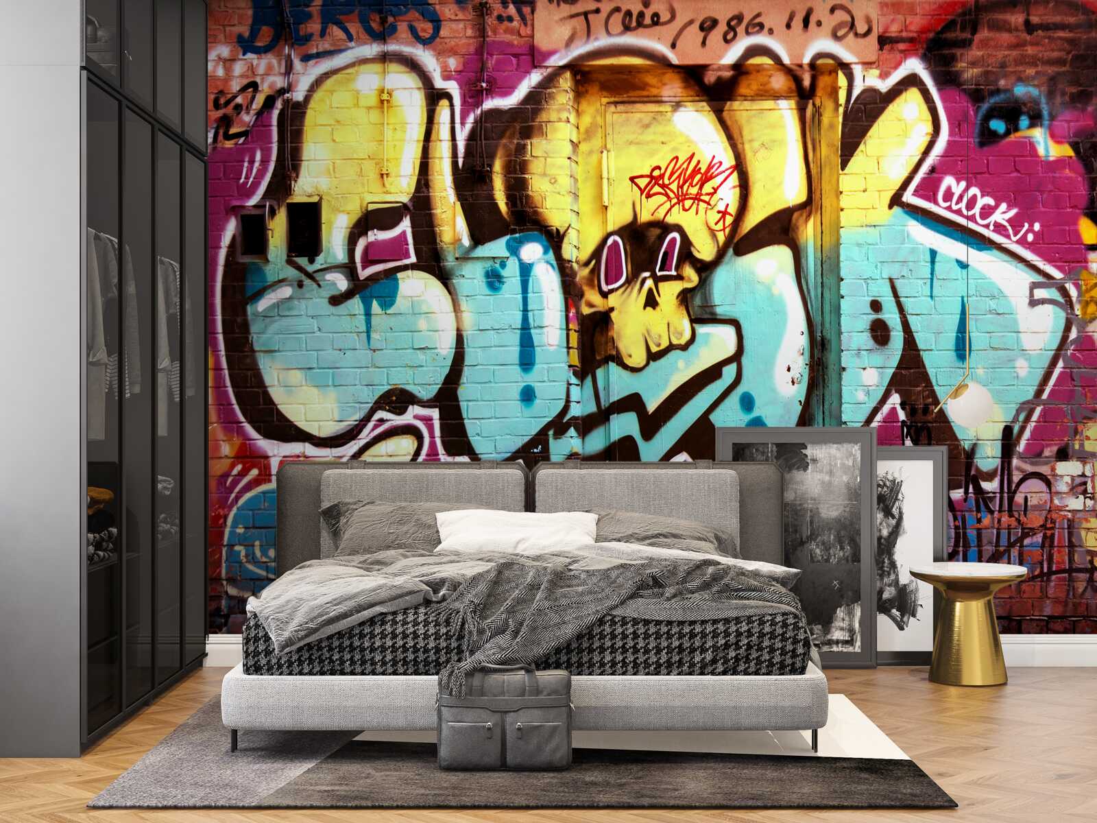 Fototapeten Graffiti mit einer hellen Inschrift