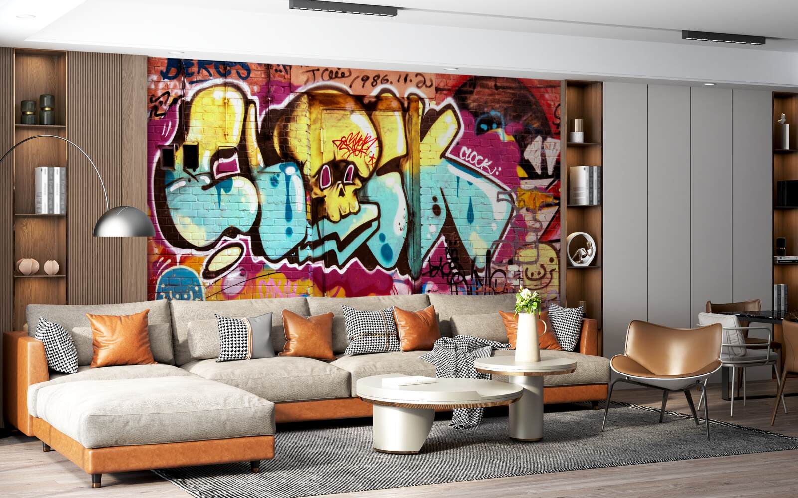 Fototapeten Graffiti mit einer hellen Inschrift