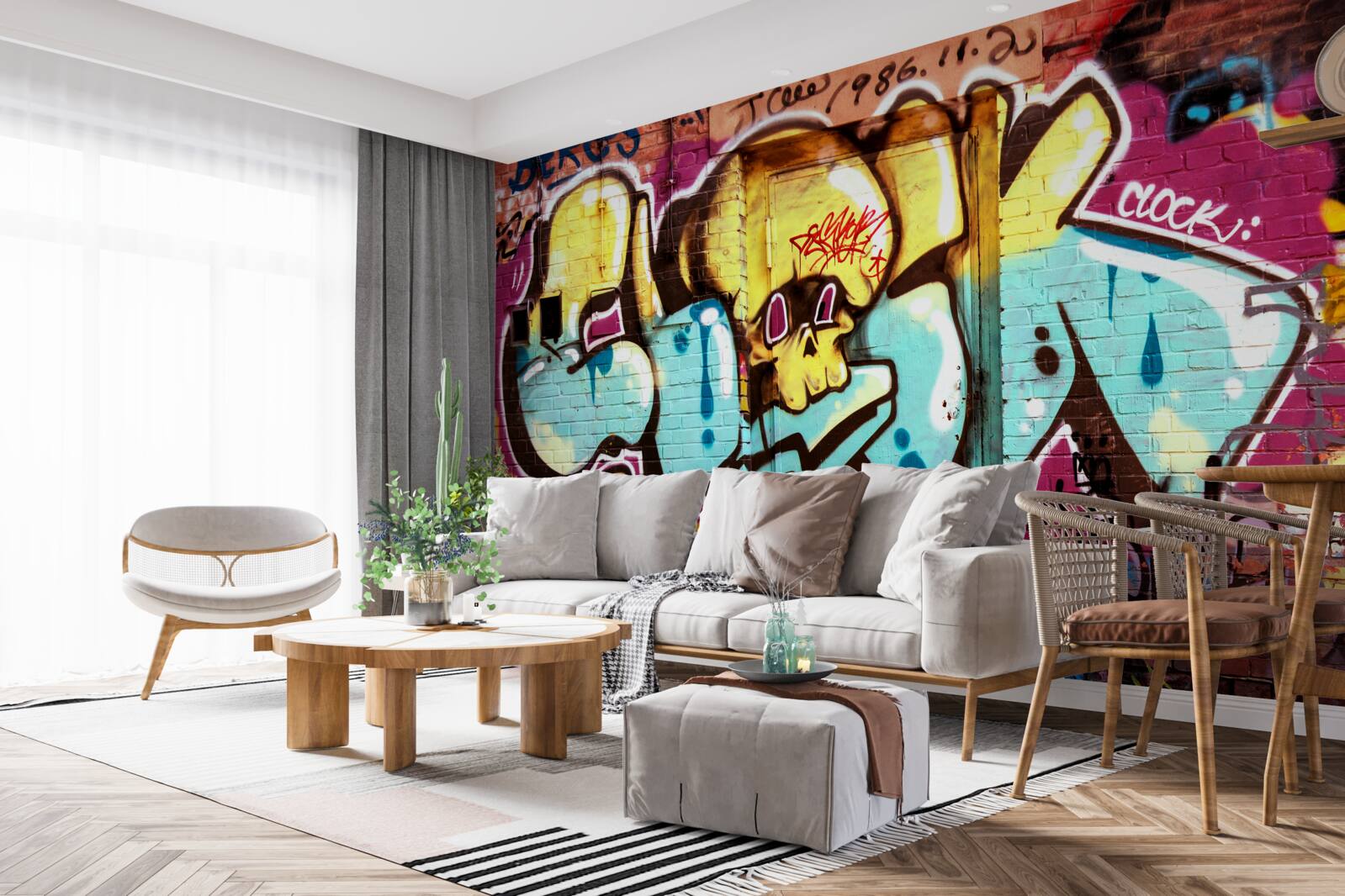 Fototapeten Graffiti mit einer hellen Inschrift
