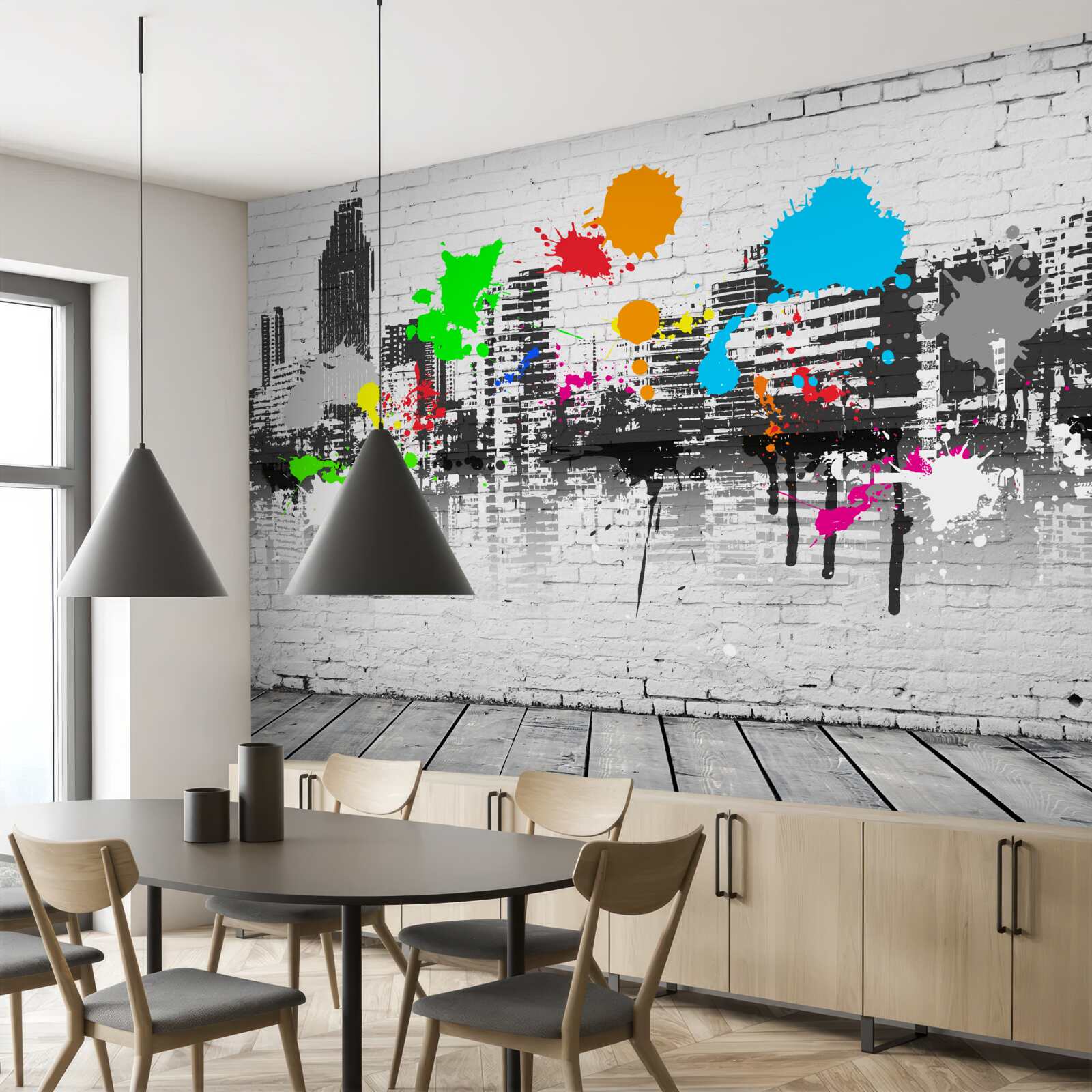 Fototapeten städtische Graffiti an der Wand