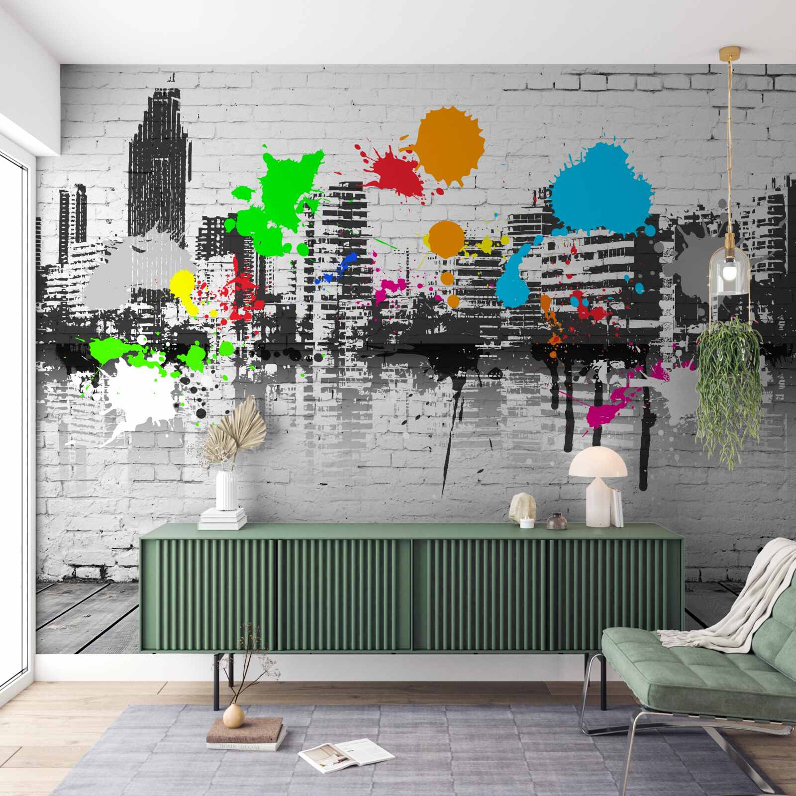 Fototapeten städtische Graffiti an der Wand