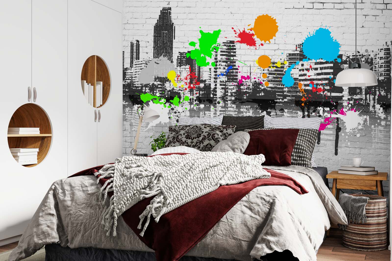Fototapeten städtische Graffiti an der Wand