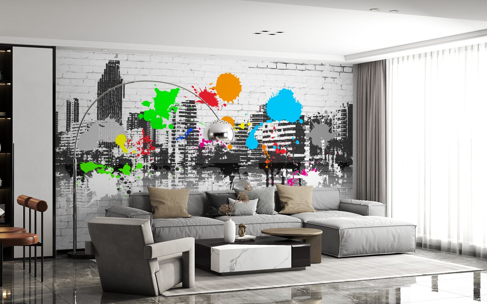 Fototapeten städtische Graffiti an der Wand