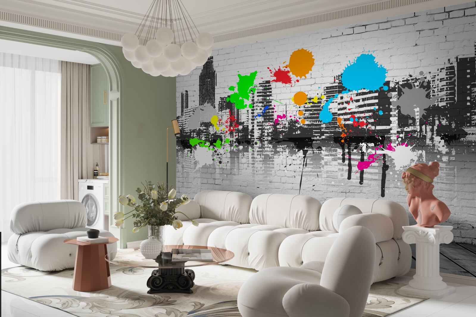 Fototapeten städtische Graffiti an der Wand
