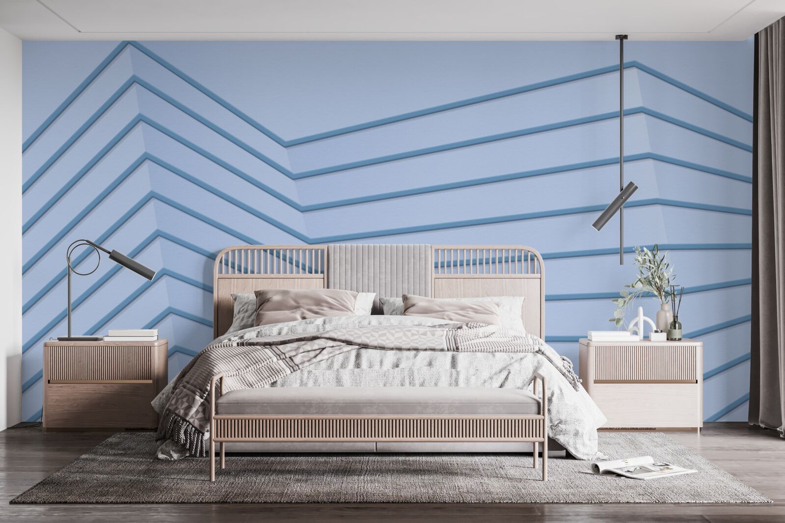 Fototapeten Die blauen Linien sind abstrakt