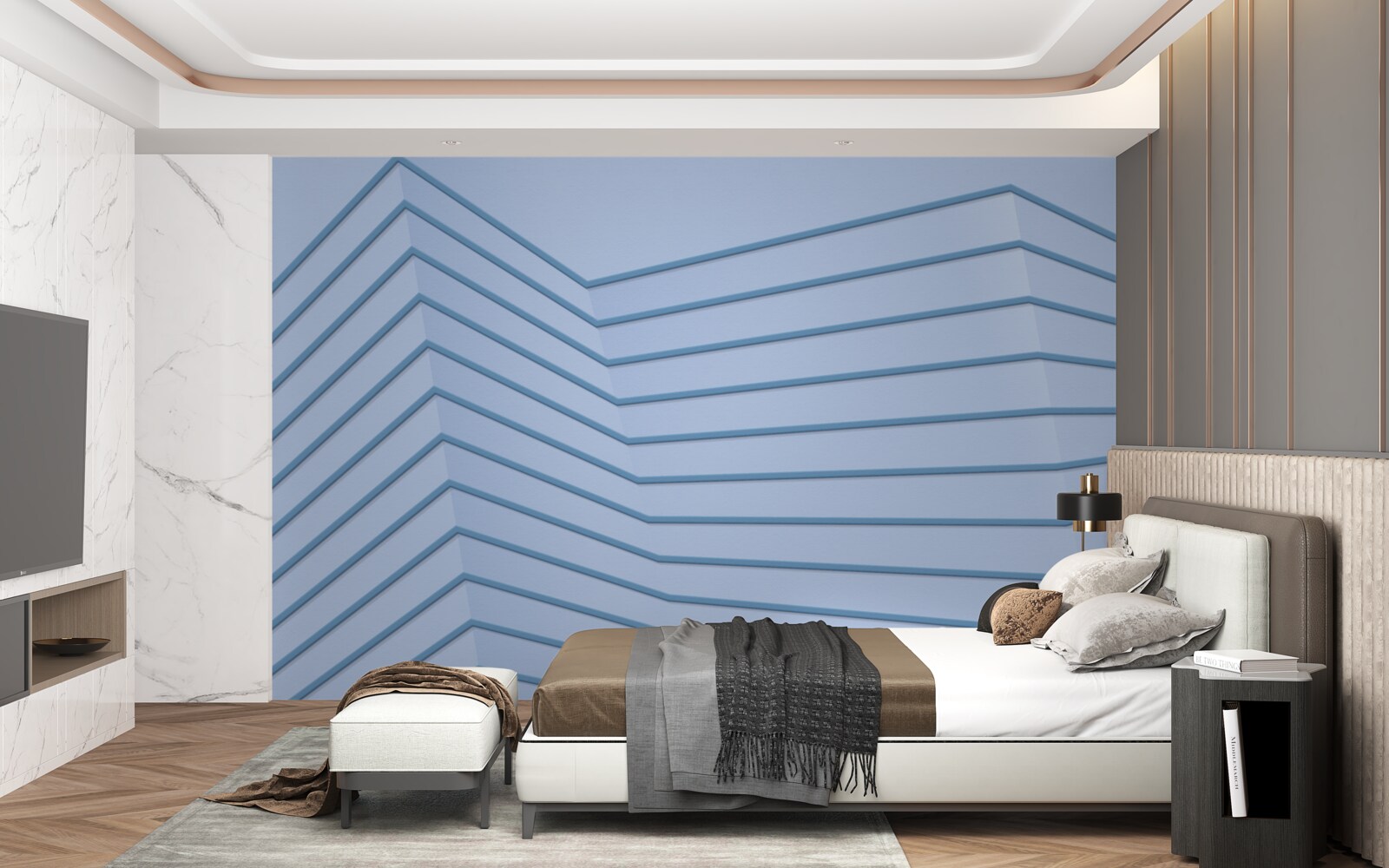 Fototapeten Die blauen Linien sind abstrakt