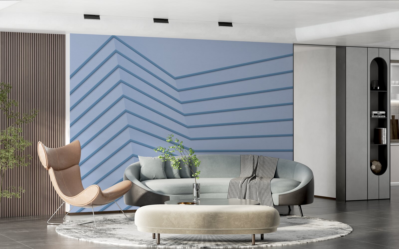 Fototapeten Die blauen Linien sind abstrakt