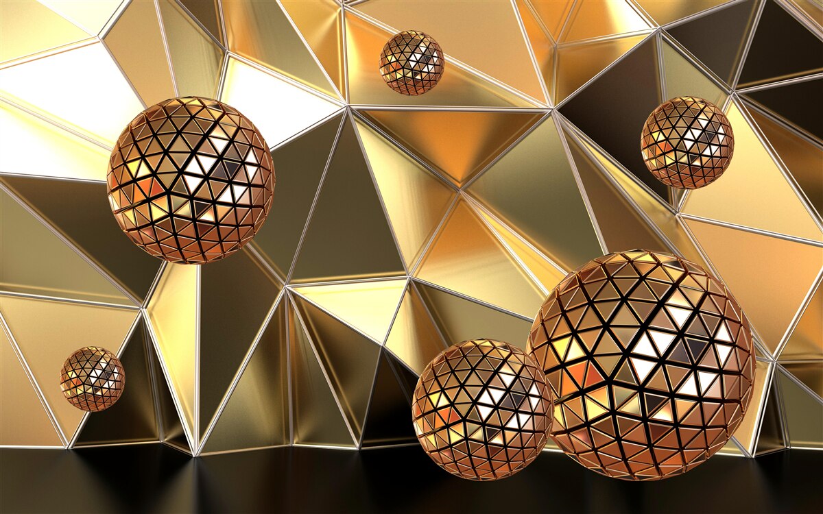 Fototapeten 3D -Metallkugeln
