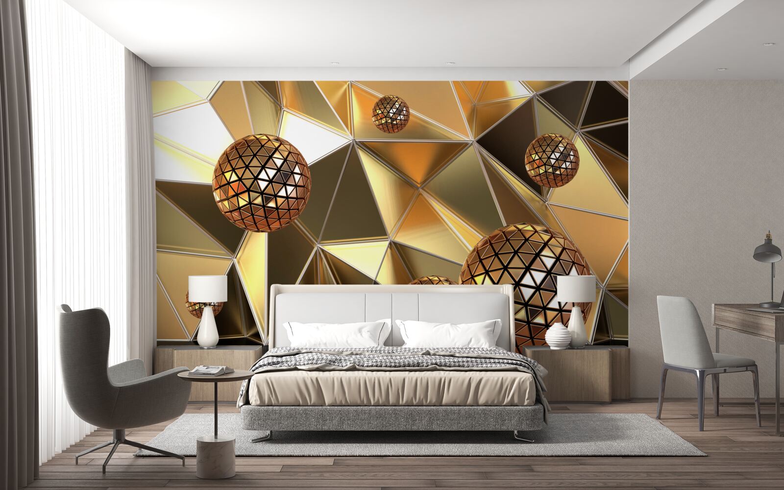 Fototapeten 3D -Metallkugeln