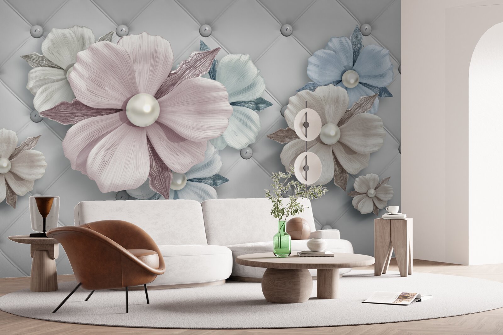 Fototapeten Textur von Blumen und Perlenmasse