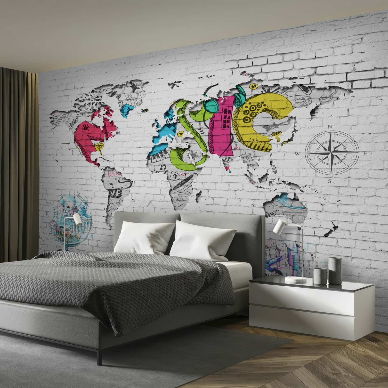 Fototapeten Graffiti in Form einer Weltkarte
