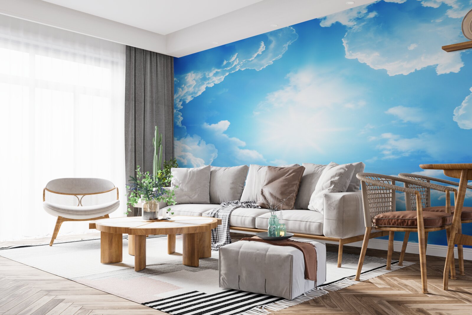 Fototapeten Der Himmel ist blau und die helle Sonne scheint