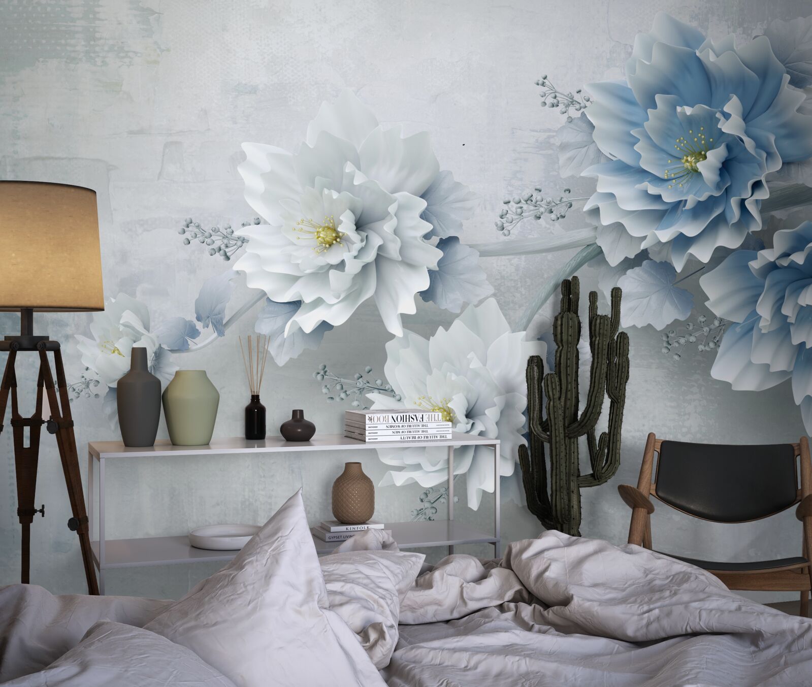 Fototapeten Blaue Blumen an einem wolkigen Tag