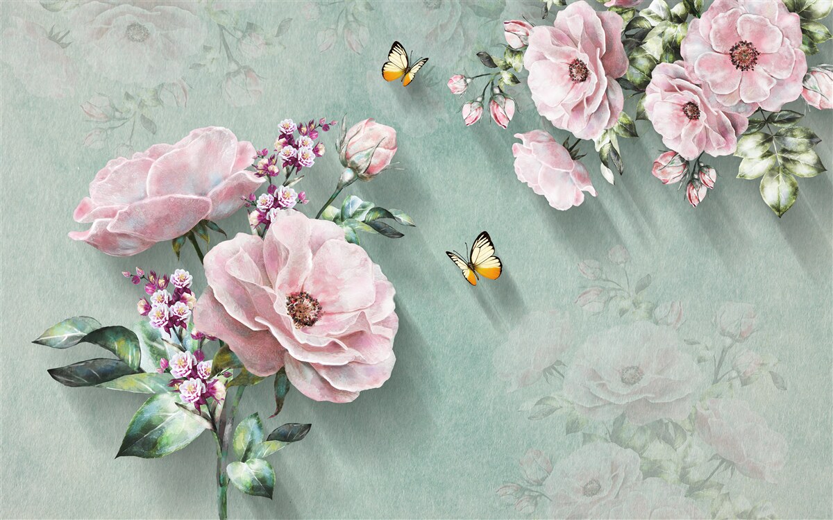 Fototapeten Zweige großer Blumen