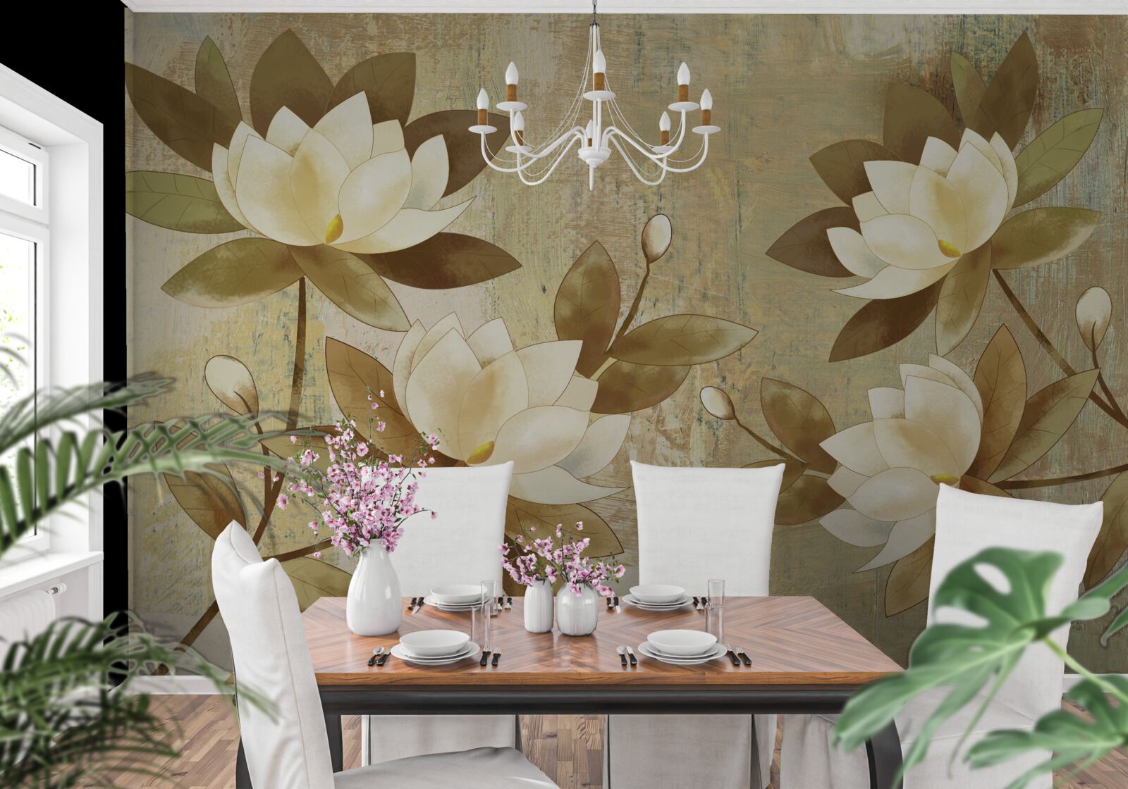 Fototapeten Aquarellbild von Lotus