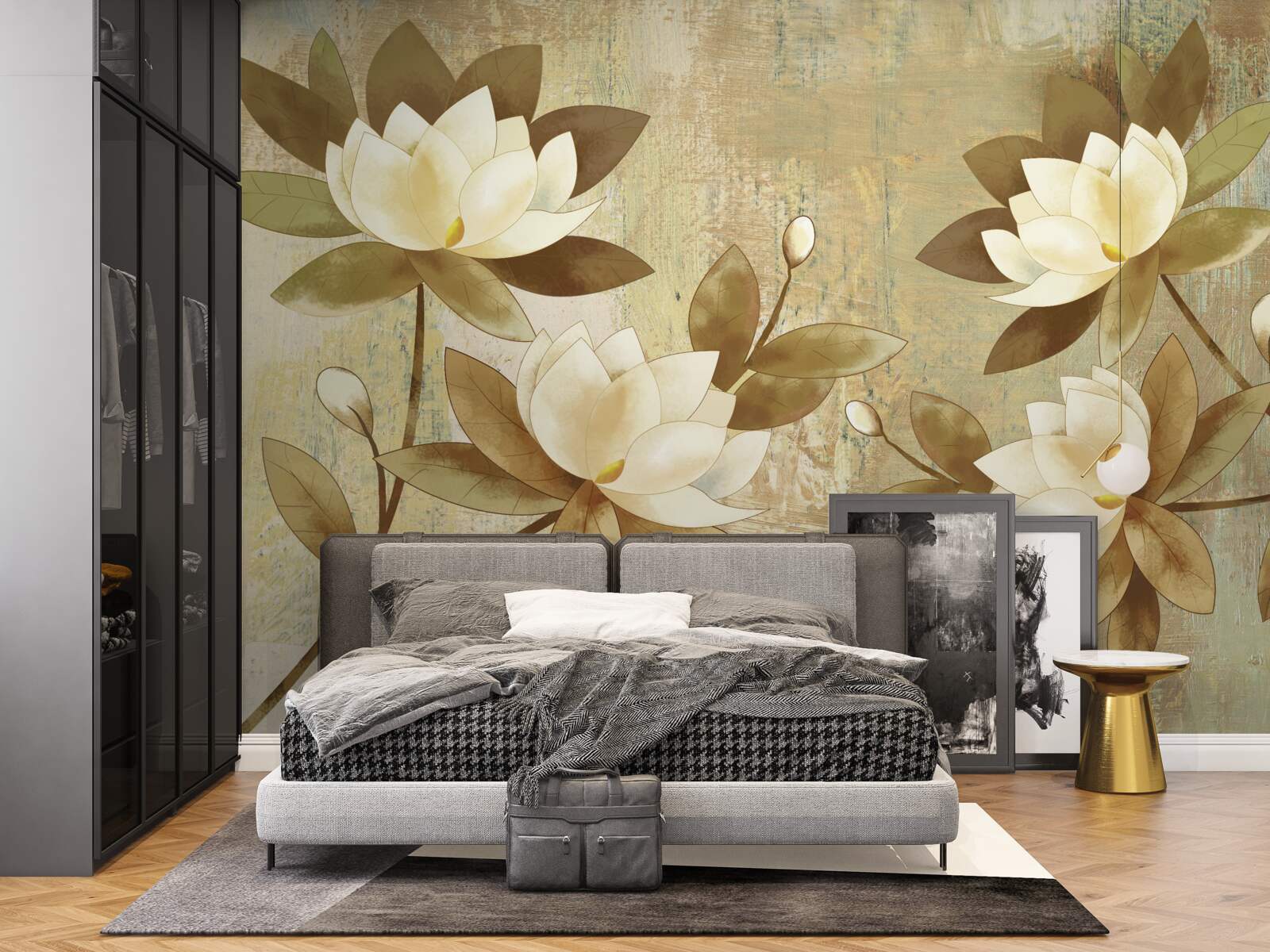 Fototapeten Aquarellbild von Lotus
