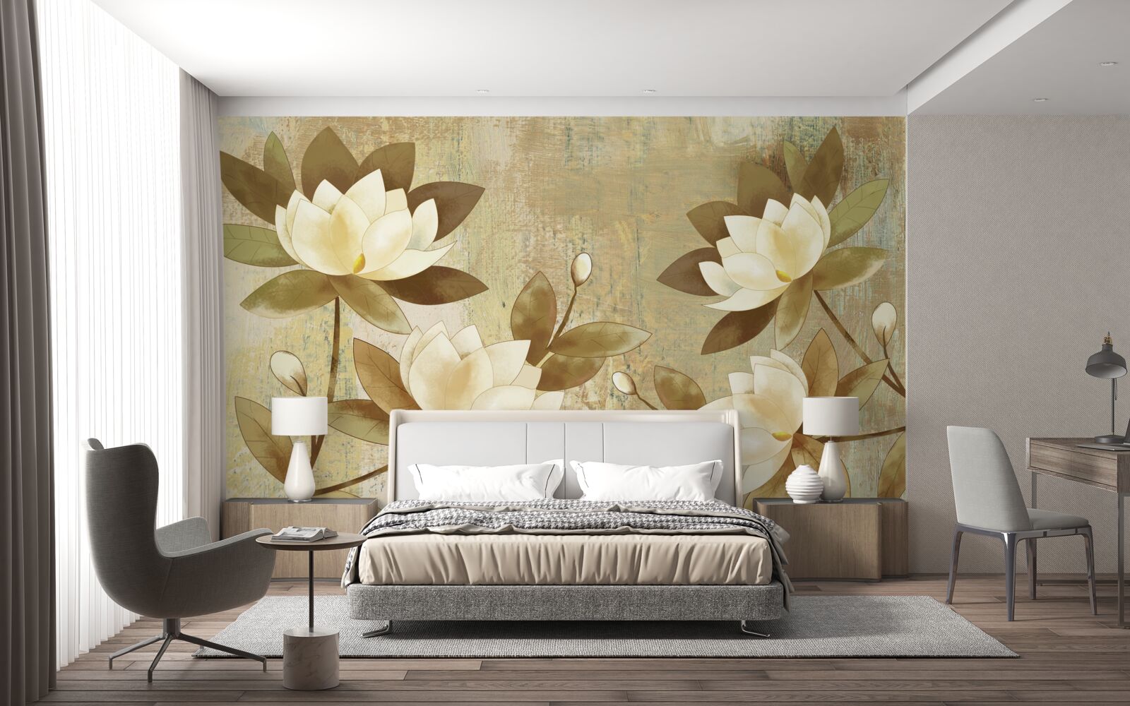 Fototapeten Aquarellbild von Lotus