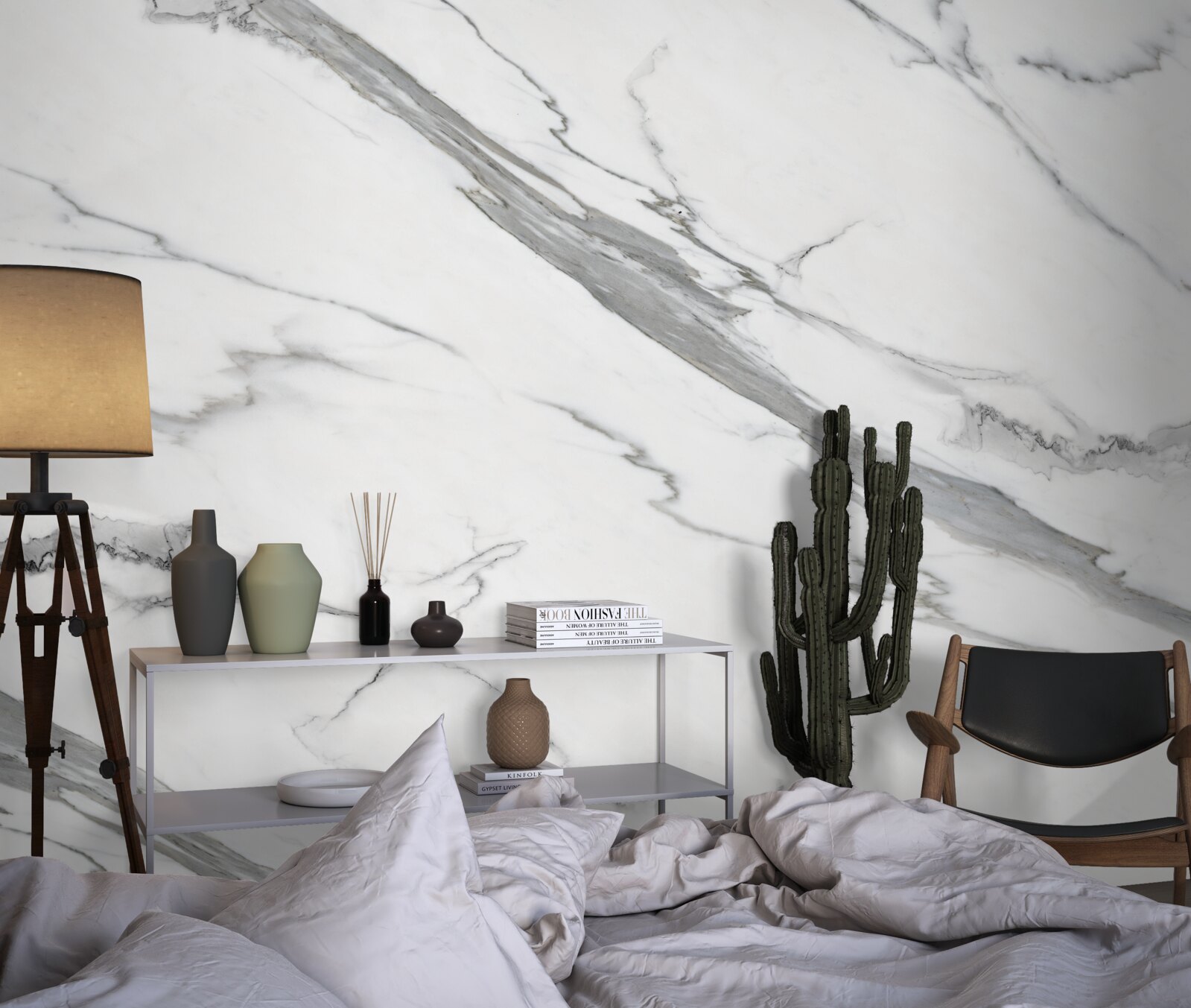 Fototapeten Weißer Marmor mit grauen Designs