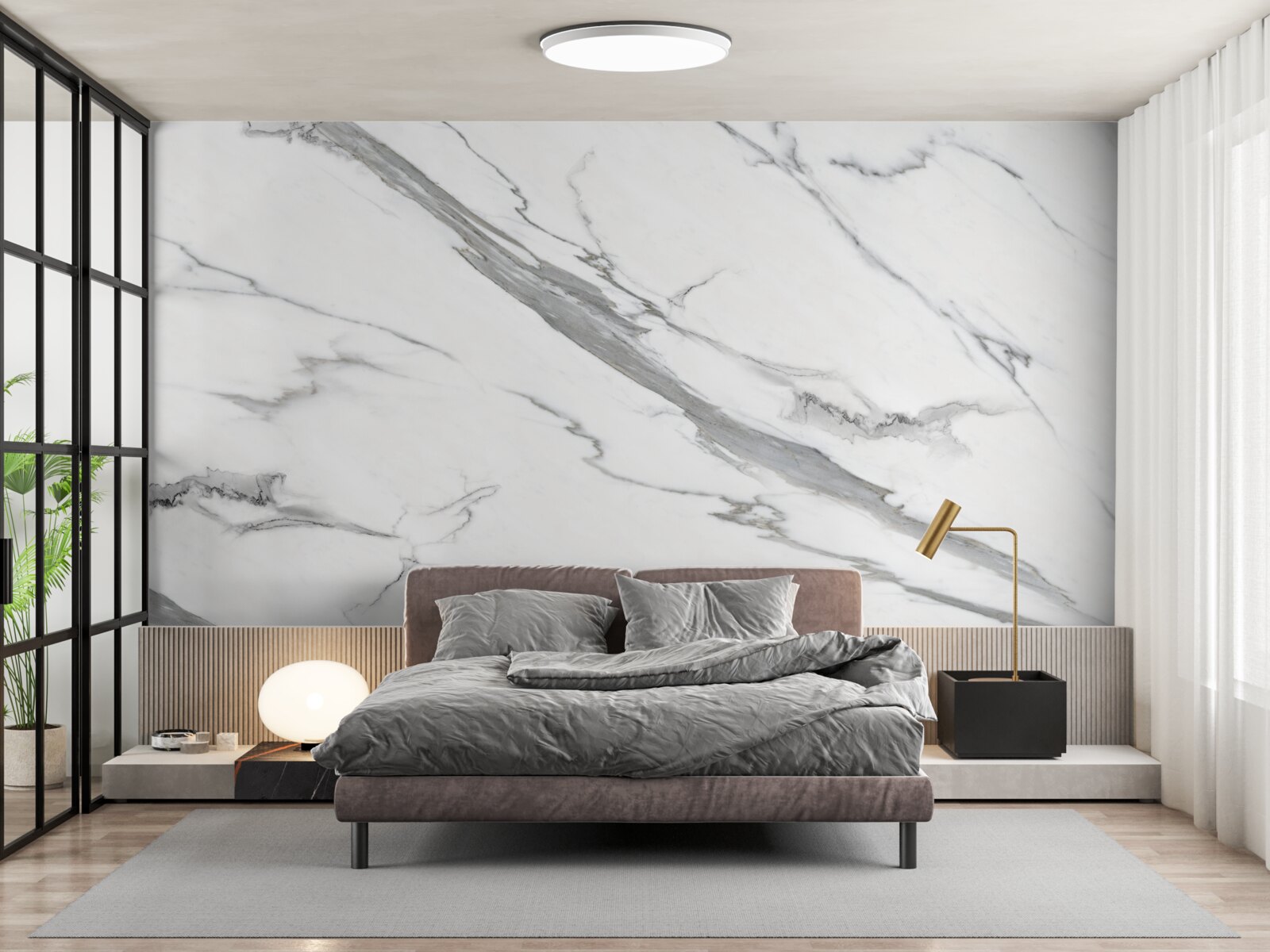 Fototapeten Weißer Marmor mit grauen Designs