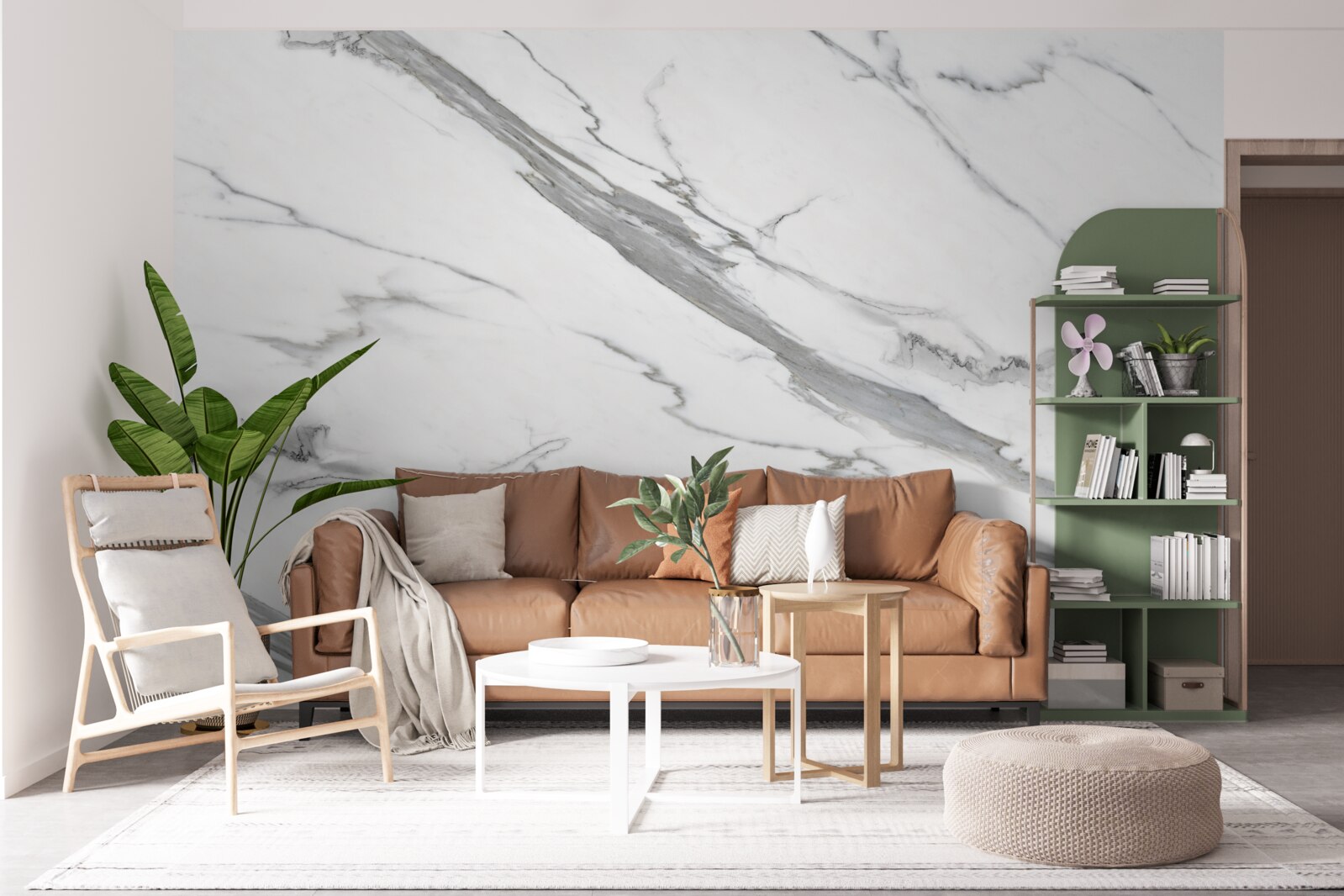 Fototapeten Weißer Marmor mit grauen Designs