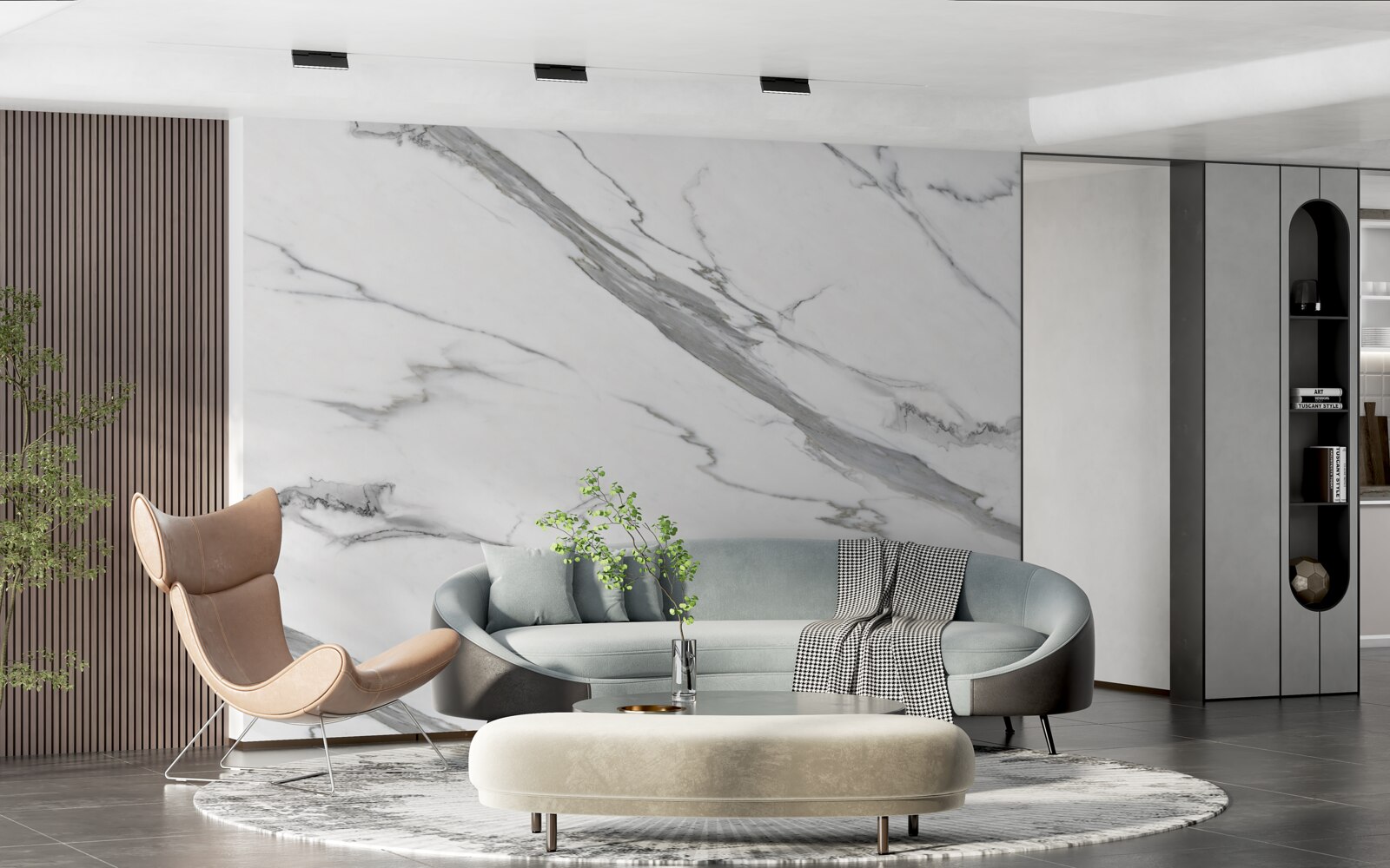 Fototapeten Weißer Marmor mit grauen Designs