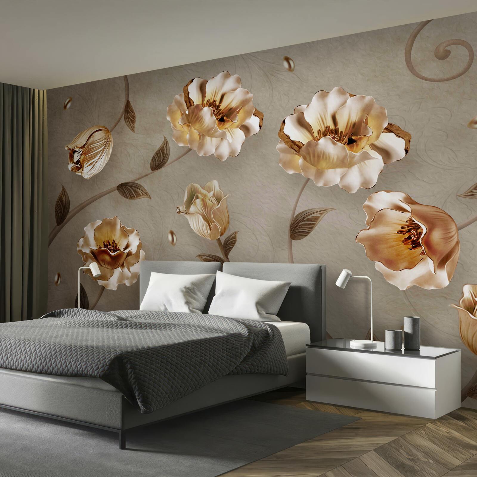 Fototapeten Blumen aus Gold