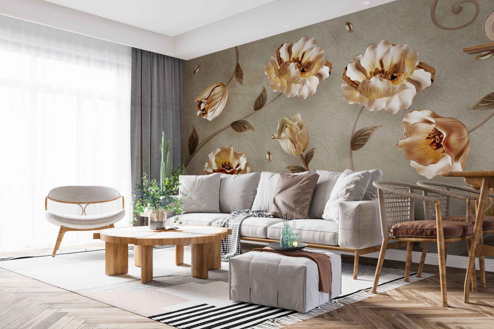 Fototapeten Blumen aus Gold