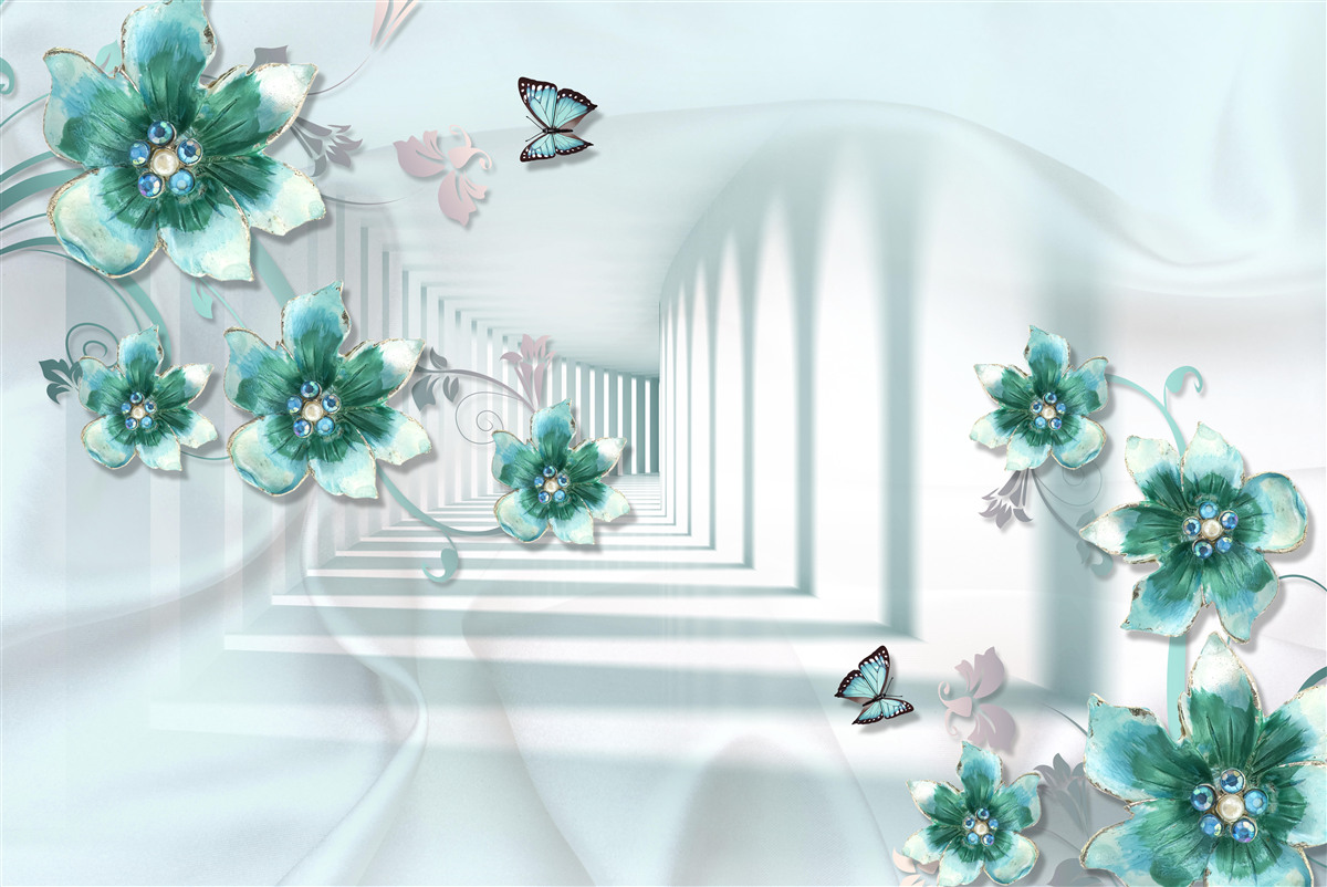 Fototapeten Drei -dimensionaler Tunnel mit grüner Vegetation