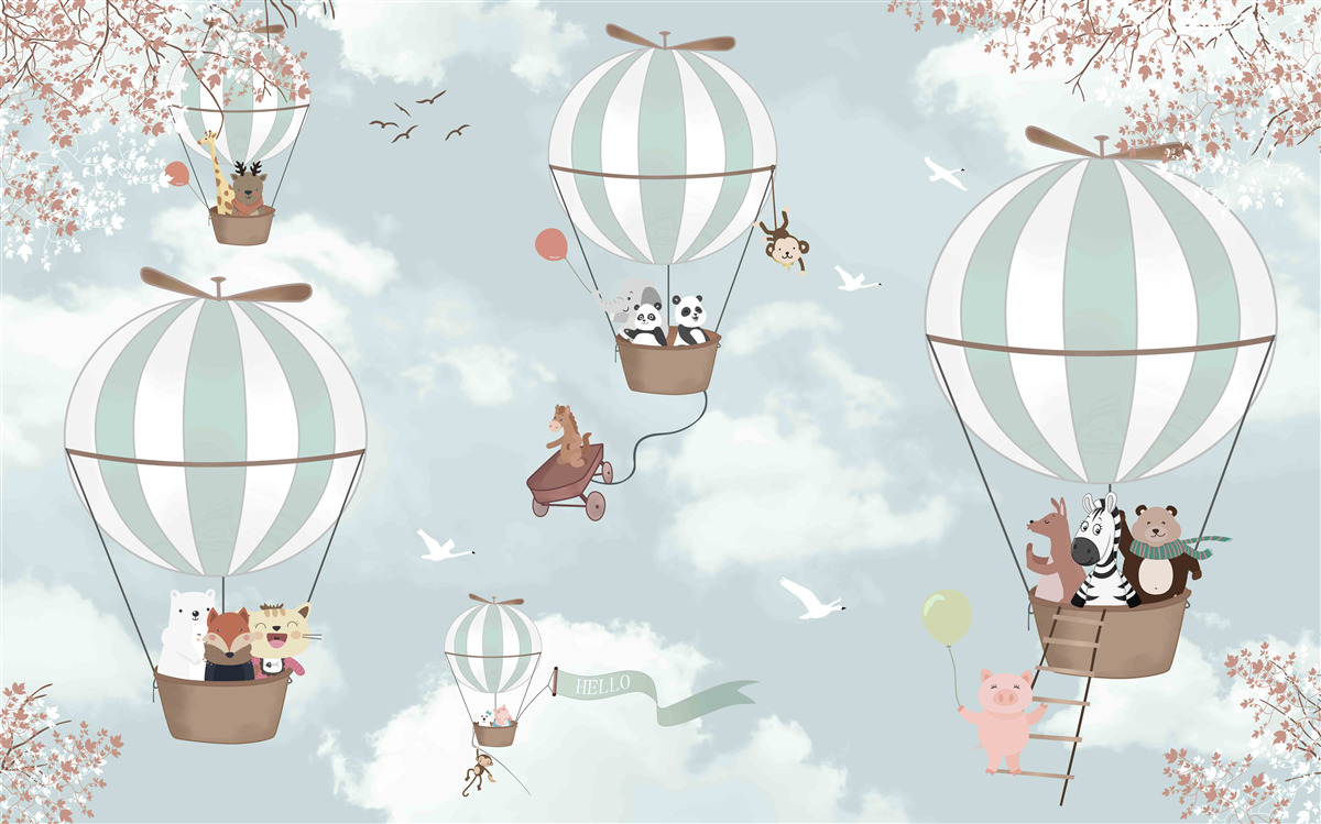 Fototapeten Luftballons mit Tieren