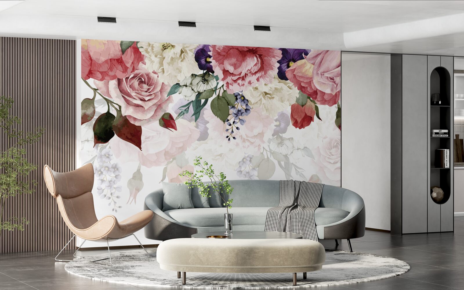 Fototapeten Zusammensetzung fallender Blumen