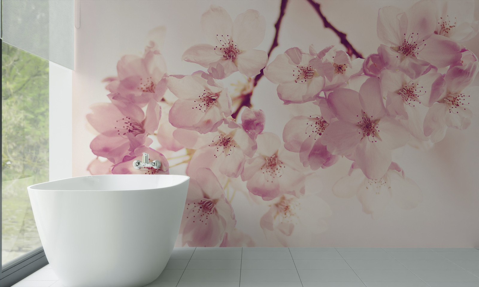 Fototapeten Blumen der wilden Kirsche, voller Delikatesse