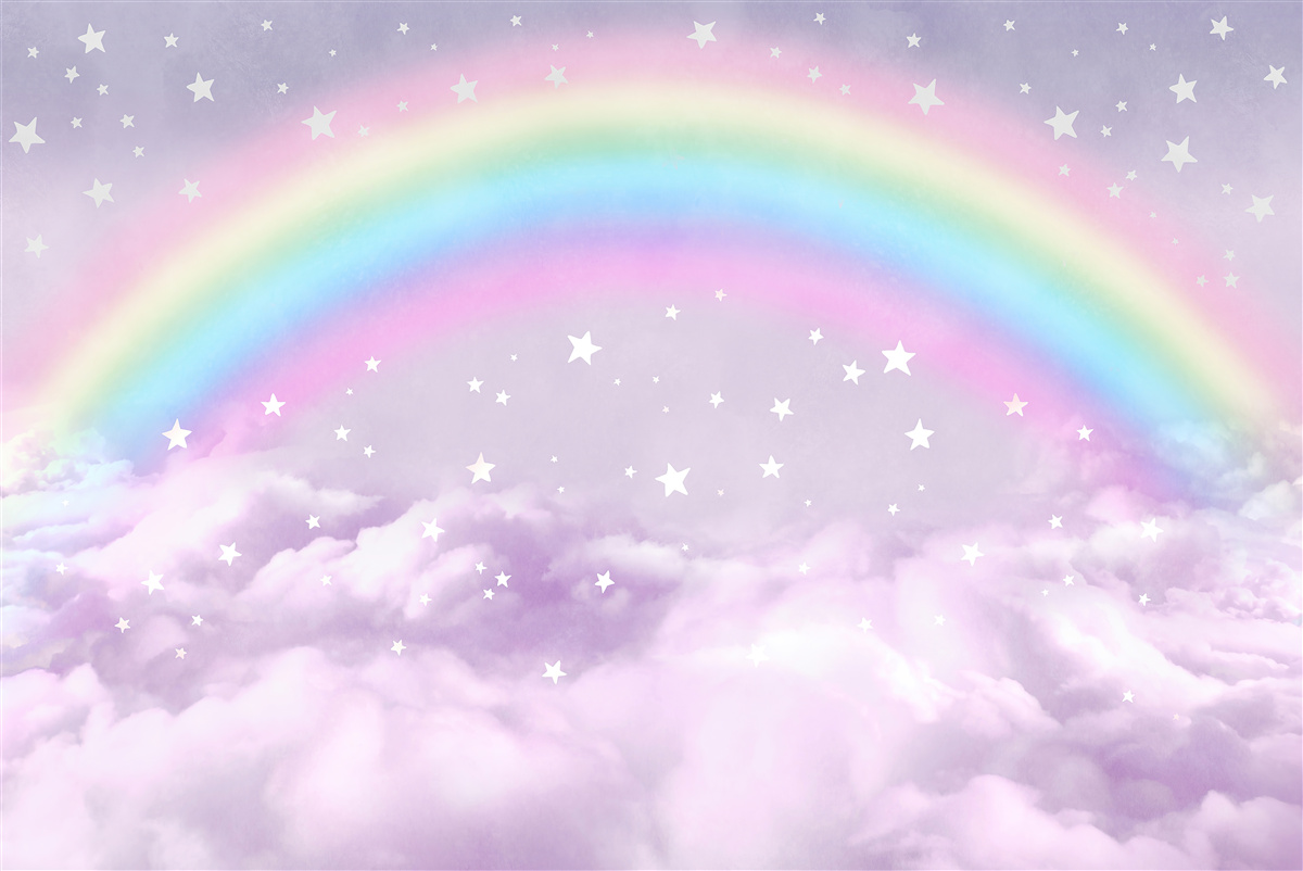 Fototapeten Wolken unter dem Regenbogen