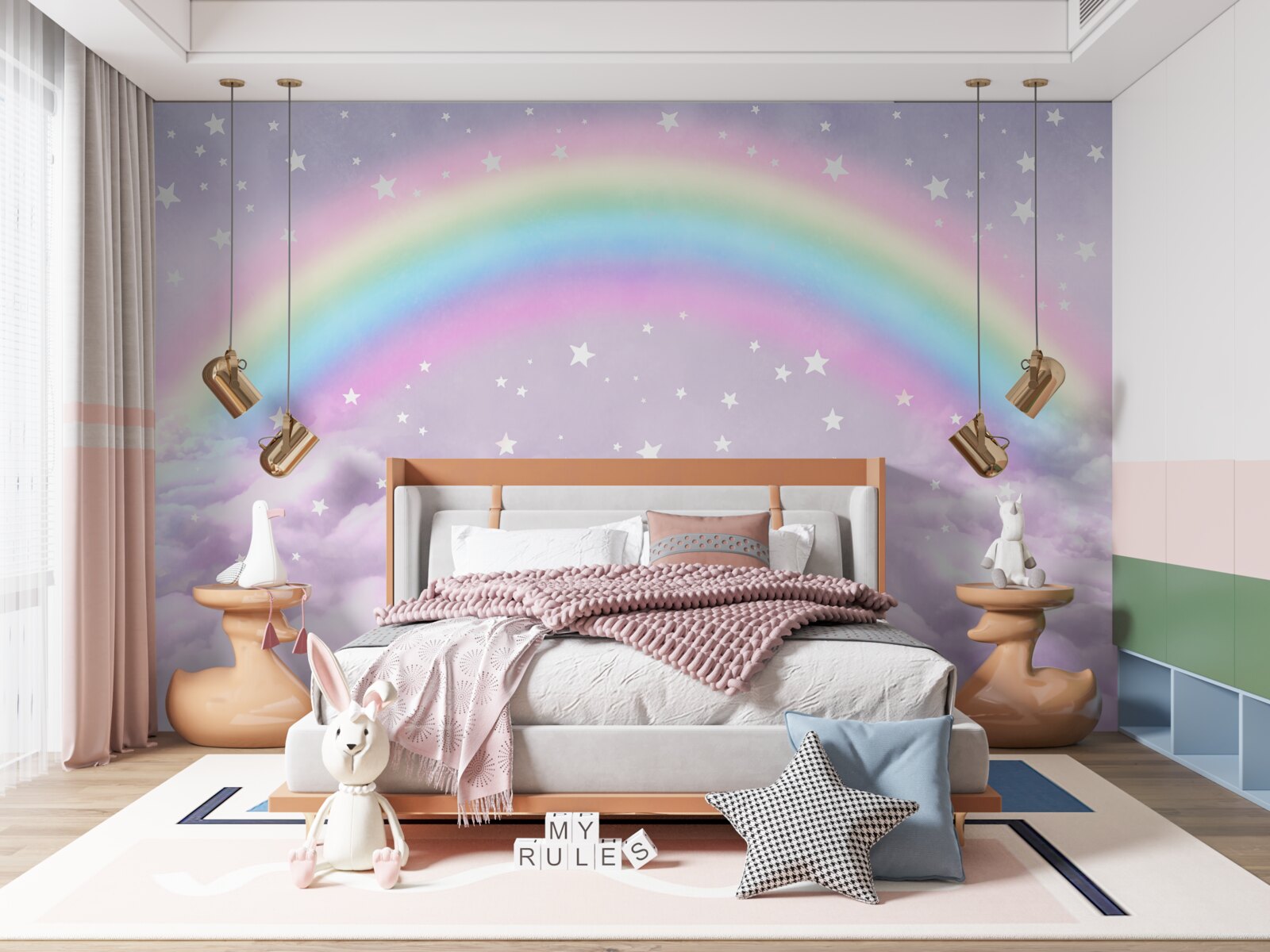 Fototapeten Wolken unter dem Regenbogen