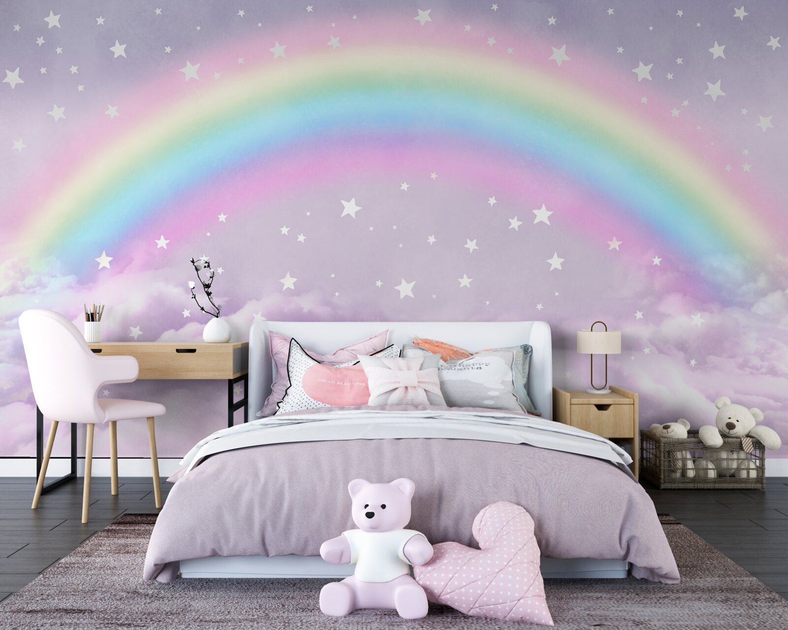 Fototapeten Wolken unter dem Regenbogen