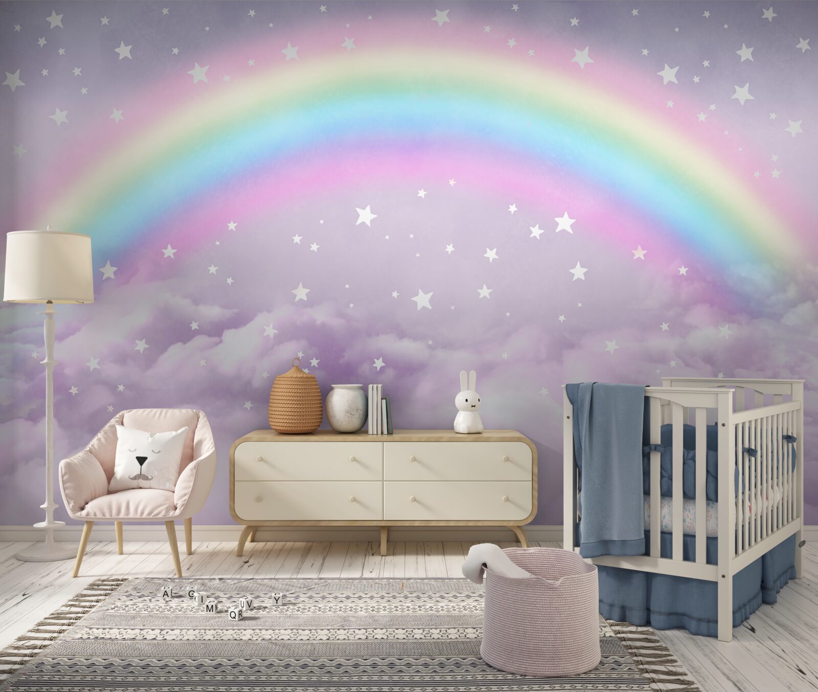 Fototapeten Wolken unter dem Regenbogen