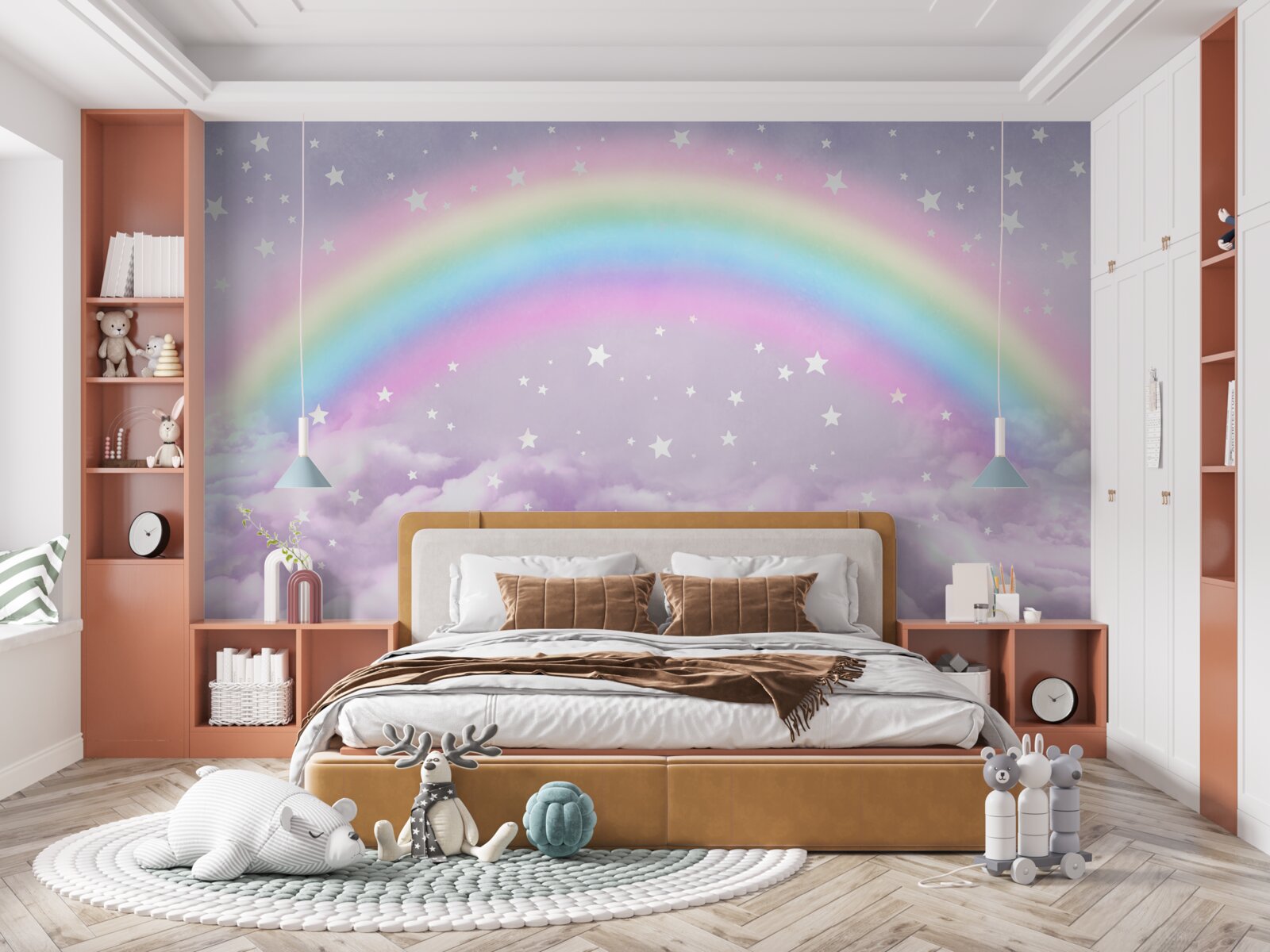 Fototapeten Wolken unter dem Regenbogen